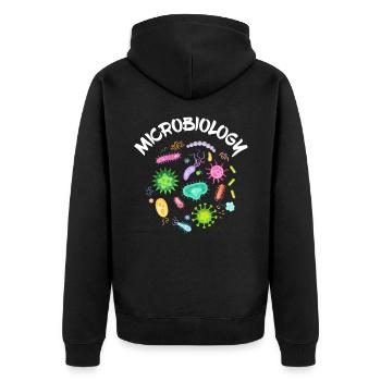 Mikrobiologie Wissenschaftler Bakterien Mikroskop - Unisex Premium Bio Zip Hoodie - Schwarz - Hinten - Nico (187cm)