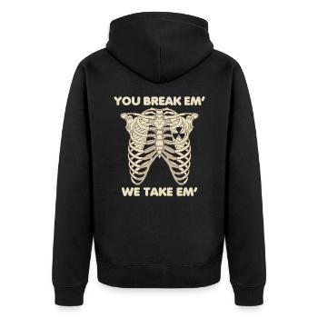 Lustiger Radiologie Röntgen Skelett Radiologe - Unisex Premium Bio Zip Hoodie - Schwarz - Hinten - Nico (187cm)