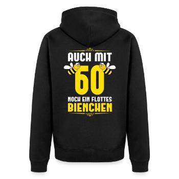 Bienchen 60 Geburtstag Frauen Geschenk - Unisex Premium Bio Zip Hoodie - Schwarz - Hinten - Nico (187cm)