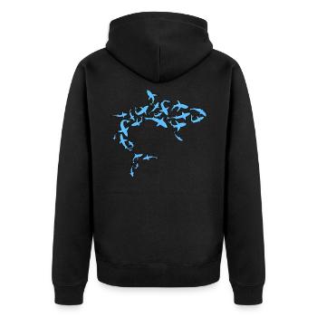 Big shark from many small sharks gift - Unisex Premium Organic Zip Hoodie - black - Back - Nico (187cm)
