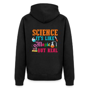 Wissenschaft Magie Zukunft Chemie Student - Unisex Premium Bio Zip Hoodie - Schwarz - Hinten - Nico (187cm)
