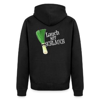 Lauch Mit Schlauch Fitness Lustiges Geschenk Dünn - Unisex Premium Bio Zip Hoodie - Schwarz - Hinten - Nico (187cm)