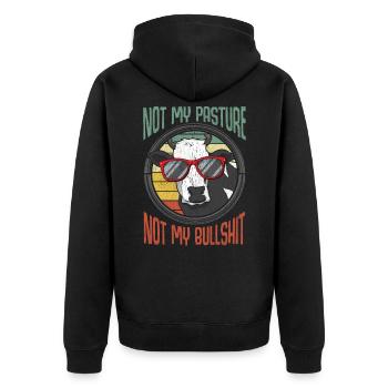 Vache en colère pâturage vaches ferme drôle - Veste à capuche bio Premium Unisexe - noir - Dos - Nico (187cm)