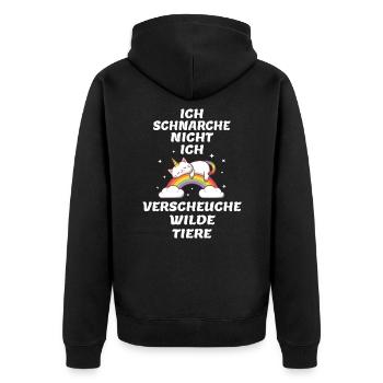 Ich Schnarche Nicht Verscheuche Wilde Tiere Schlaf - Unisex Premium Bio Zip Hoodie - Schwarz - Hinten - Nico (187cm)