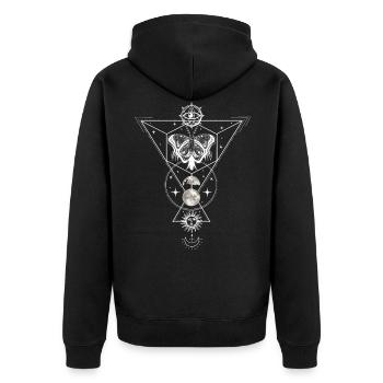 Witchcraft Tattoo Design Craft Inked Art Moth Moon - Unisex Premium Organic Zip Hoodie - black - Back - Nico (187cm)