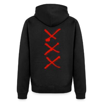 Drei Kreuze - Unisex Premium Bio Zip Hoodie - Schwarz - Hinten - Nico (187cm)