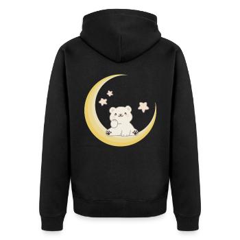 Polar Bear Moon Stars Good night for baby bears - Unisex Premium Organic Zip Hoodie - black - Back - Nico (187cm)