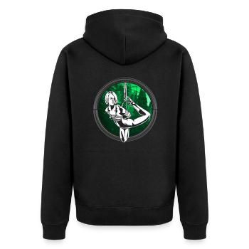 Seil Bondage Shibari Wald Kunst Frau - Unisex Premium Bio Zip Hoodie - Schwarz - Hinten - Nico (187cm)