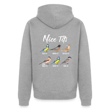 Lustige Vögel Meisen Vogelbeobachtung Humor - Unisex Premium Bio Zip Hoodie - Grau meliert - Hinten - Nico (187cm)