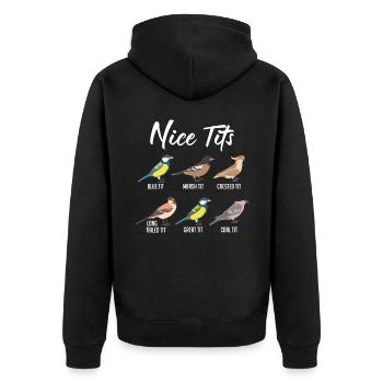 Lustige Vögel Meisen Vogelbeobachtung Humor - Unisex Premium Bio Zip Hoodie - Schwarz - Hinten - Nico (187cm)