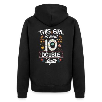 10 anniversaire fille cadeau 10 ans - Veste à capuche bio Premium Unisexe - noir - Dos - Nico (187cm)