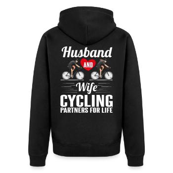 Radfahrer Partner Ehemann Ehefrau Fahrrad Liebe - Unisex Premium Bio Zip Hoodie - Schwarz - Hinten - Nico (187cm)