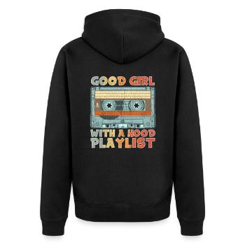 Hip Hop Girl Old School Cassette Mixtape Rap - Veste à capuche bio Premium Unisexe - noir - Dos - Nico (187cm)