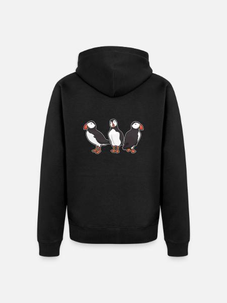 Funny puffin bird watching - Unisex Premium Organic Zip Hoodie - black