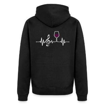 Wein Musik Notenschlüssel Weinglas Herzschlag EKG - Unisex Premium Bio Zip Hoodie - Schwarz - Hinten - Nico (187cm)