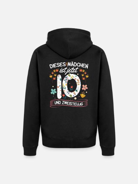 10 Geburtstag Mädchen 10 Jahre Geschenk - Unisex Premium Bio Zip Hoodie - Schwarz