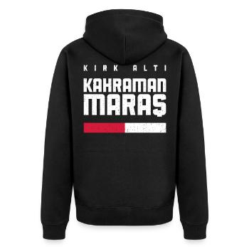 Maras 46 Türkei Turkiye Geschenk Urlaub TR Türk - Unisex Premium Bio Zip Hoodie - Schwarz - Hinten - Nico (187cm)
