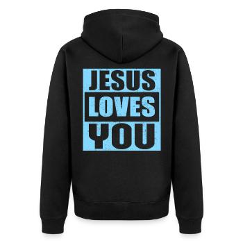 Jésus vous aime | cadeaux chrétiens - Veste à capuche bio Premium Unisexe - noir - Dos - Nico (187cm)
