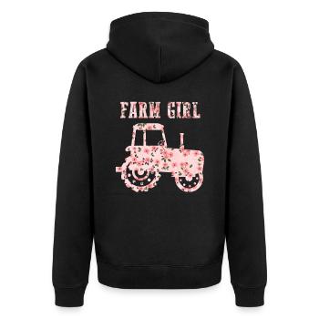 Bauernhof Mädchen Blumen Traktor Landwirt - Unisex Premium Bio Zip Hoodie - Schwarz - Hinten - Nico (187cm)