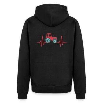 Traktor Herzschlag Landwirtschaft Bauernhof - Unisex Premium Bio Zip Hoodie - Schwarz - Hinten - Nico (187cm)