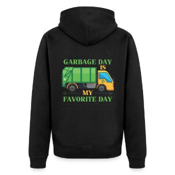 Garbage day children garbage truck sorting waste - Unisex Premium Organic Zip Hoodie - black - Back - Nico (187cm)