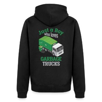 Camion à ordures aimant garçon tout-petit camion à ordures - Veste à capuche bio Premium Unisexe - noir - Dos - Nico (187cm)