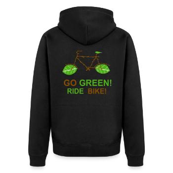 Go Green Umweltschutz Klimaschutz Fahrrad Umwelt - Unisex Premium Bio Zip Hoodie - Schwarz - Hinten - Nico (187cm)