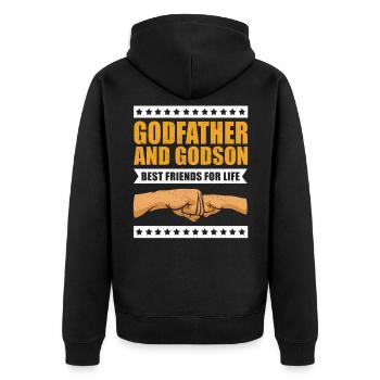 Godfather godson gift godchild godfather uncle - Unisex Premium Organic Zip Hoodie - black - Back - Nico (187cm)