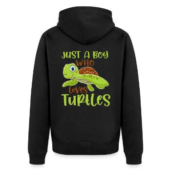 Turtle lovers Young reptiles fan child - Unisex Premium Organic Zip Hoodie - black - Back - Nico (187cm)