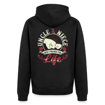 Uncle niece funny gift birthday B-day - Unisex Premium Organic Zip Hoodie - black - Back - Nico (187cm)