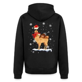 Cooles Alpaka Lama Weihnachten Deko Faultier Schne - Unisex Premium Bio Zip Hoodie - Schwarz - Hinten - Nico (187cm)