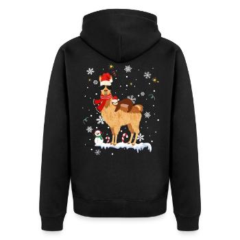 Cooles Alpaka Lama Weihnachten Deko Faultier Schne - Unisex Premium Bio Zip Hoodie - Schwarz - Hinten - Nico (187cm)