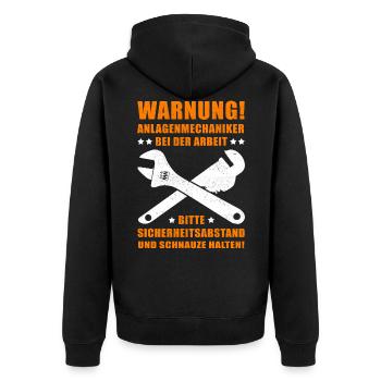 Anlagenmechaniker Geschenk Heizungsbauer lustig - Unisex Premium Bio Zip Hoodie - Schwarz - Hinten - Nico (187cm)