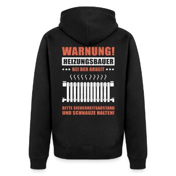 Anlagenmechaniker Heizungsbauer Geschenk SHK - Unisex Premium Bio Zip Hoodie - Schwarz - Hinten - Nico (187cm)