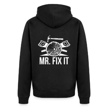Lustiger Handwerker Reparatur Vater Zimmermann - Unisex Premium Bio Zip Hoodie - Schwarz - Hinten - Nico (187cm)