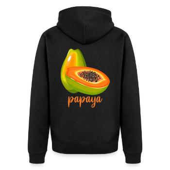 Fruits d'été végétaliens pour les amateurs de papaye - Veste à capuche bio Premium Unisexe - noir - Dos - Nico (187cm)