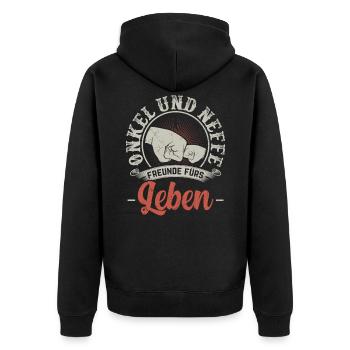 Onkel Neffe lustig Geschenk Geburtstag Neffen - Unisex Premium Bio Zip Hoodie - Schwarz - Hinten - Nico (187cm)