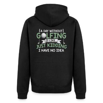 Golf Club | Golfer Golfspieler Geschenk Golfplatz - Unisex Premium Bio Zip Hoodie - Schwarz - Hinten - Nico (187cm)