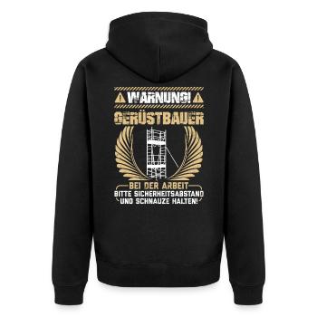 Gerüstbau Gerüstbauer Meister Geschenk lustig Bau - Unisex Premium Bio Zip Hoodie - Schwarz - Hinten - Nico (187cm)