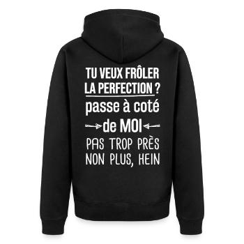 idée cadeau homme parfait - Veste à capuche bio Premium Unisexe - noir - Dos - Nico (187cm)