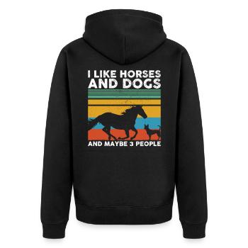 Horses dogs | Horse lover gift horse dog - Unisex Premium Organic Zip Hoodie - black - Back - Nico (187cm)