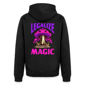 Magic Shrooms Festival Psychedelisch Funghi - Unisex Premium Bio Zip Hoodie - Schwarz - Hinten - Nico (187cm)