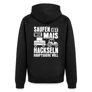 Landwirtschaft Traktor Trecker Agrarier Farmer - Unisex Premium Bio Zip Hoodie - Schwarz - Hinten - Nico (187cm)