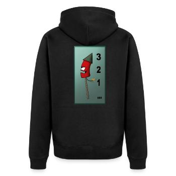 Sylvester 3 2 1 - Unisex Premium Bio Zip Hoodie - Schwarz - Hinten - Nico (187cm)