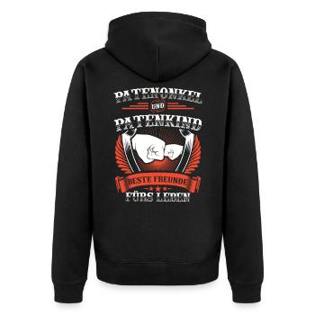Patenonkel Geschenk Patenkind Taufpate Pate Onkel - Unisex Premium Bio Zip Hoodie - Schwarz - Hinten - Nico (187cm)