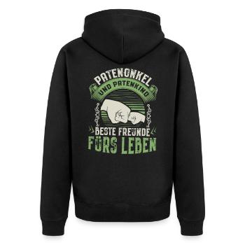 Patenonkel Patenkind Taufpate Geschenk Pate Onkel - Unisex Premium Bio Zip Hoodie - Schwarz - Hinten - Nico (187cm)