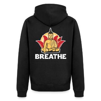 Spiritual Buddha Meditation Namaste Buddhism - Unisex Premium Organic Zip Hoodie - black - Back - Nico (187cm)