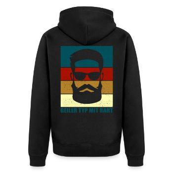 Bart Bärte Bartträger Vollbart Geschenk Hipster - Unisex Premium Bio Zip Hoodie - Schwarz - Hinten - Nico (187cm)