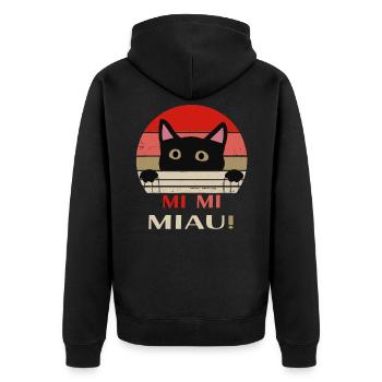 Lustige Katze - Unisex Premium Bio Zip Hoodie - Schwarz - Hinten - Nico (187cm)
