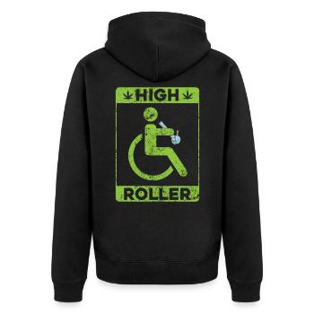 Fauteuil roulant drôle de handicap de mauvaise herbe utilisateur de fauteuil roulant - Veste à capuche bio Premium Unisexe - noir - Dos - Nico (187cm)